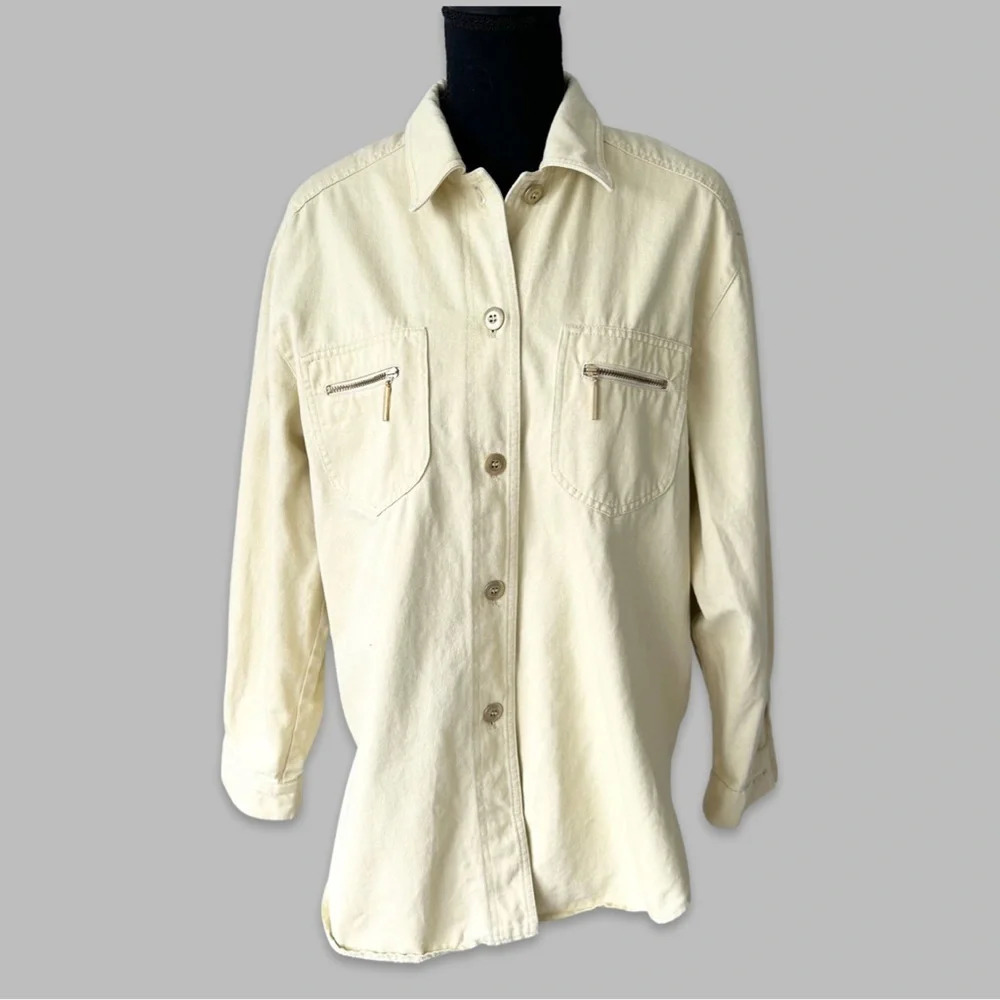 Vintage Laura Berlucchi  Yellow Denim Button Down Jacket Shaket